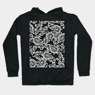 Vintage Bohemian Art Floral Pattern - Black and White Hoodie